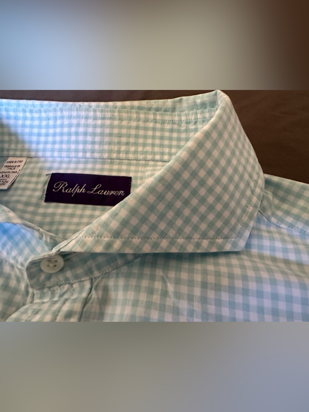 Ralph Lauren Purple Label Gingham Mint Green White Men’s Dress Shirt Size XXL - Picture 6 of 9